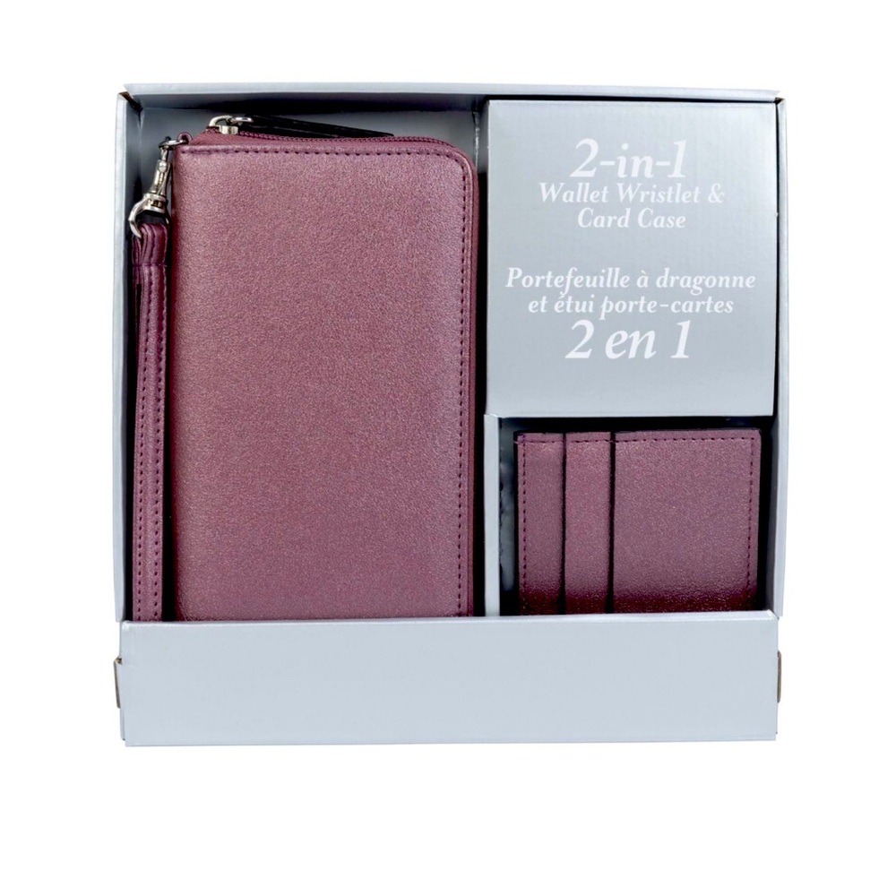 NEW Shimmer Single Zip 2 In 1 Wallet Wristlet With Co-Ordinating Card Case